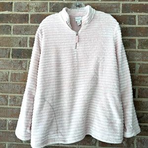 Chico’s Weekend Soft Fluffy Pink 3/5 Zip Pullover Size 2